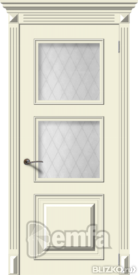 Дверь межкомнатная МДФ Багет-1 эмаль крем ПО патина серебро