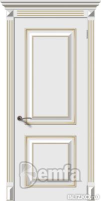 Дверь межкомнатная МДФ Багет-2 эмаль белая ПГ патина серебро