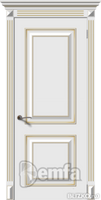 Дверь межкомнатная МДФ Багет-2 эмаль белая ПГ патина золото