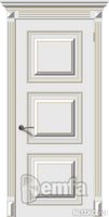 Дверь межкомнатная МДФ Багет-1 эмаль белая ПГ патина золото