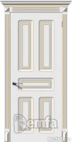 Дверь межкомнатная МДФ Опера эмаль белая ПГ патина золото