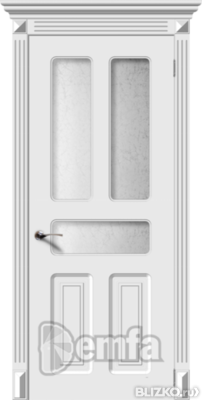 Дверь межкомнатная МДФ Опера эмаль белая ПО патина серебро