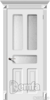 Дверь межкомнатная МДФ Опера эмаль белая ПО патина серебро