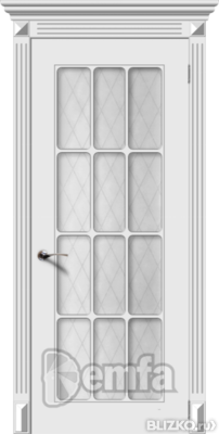 Дверь межкомнатная МДФ Ноктюрн эмаль белая ПО патина серебро