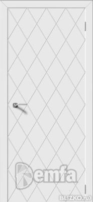 Дверь межкомнатная МДФ Ромб эмаль белая ПГ патина серебро