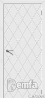 Дверь межкомнатная МДФ Ромб эмаль белая ПГ патина серебро