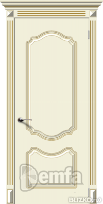 Дверь межкомнатная МДФ Фолк эмаль крем ПГ патина золото