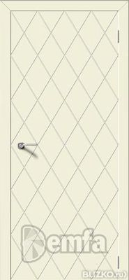 Дверь межкомнатная МДФ Ромб эмаль крем ПГ патина серебро