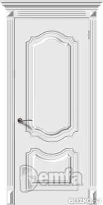 Дверь межкомнатная МДФ Багет-4 эмаль белая ПГ патина серебро