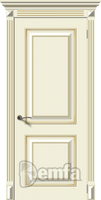 Дверь межкомнатная МДФ Багет-2 эмаль крем ПГ патина золото
