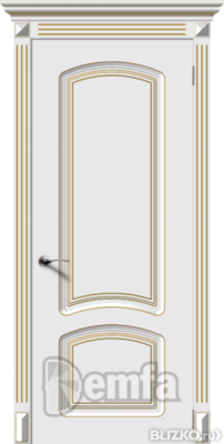 Дверь межкомнатная МДФ Ария эмаль белая ПГ патина золото