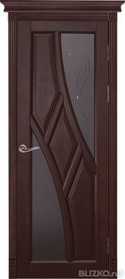 Дверь межкомнатная массив ольхи, Глория ДО (остекл.), цвет махагон
