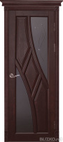 Дверь межкомнатная массив ольхи, Глория ДО (остекл.) , цвет махагон