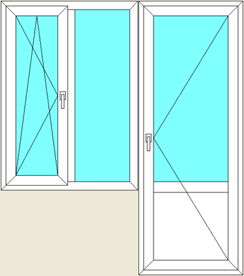 Балконный блок с двухстворчатым отрывающимся окном