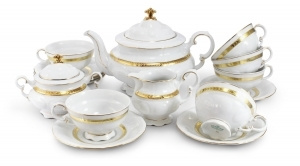 Чайный сервиз 6 персон 15 предметов, Золотой кант Соната 07160725-1239, Leander