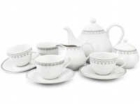 Чайный сервиз на 4 персоны 11 предметов Хюгге Серые узоры 71160717-327C, Leander