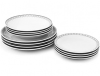 Набор тарелок на 4 персоны 12 предметов Хюгге Серые узоры 71160120-327C, Leander