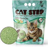 Наполнитель комкующийся растительный Cat Step Tofu Green Tea, 6л