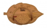 Термометр SAWO стрелочный для бани и сауны Листок кедр 195-TD