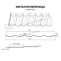 Металлочерепица МЕТАЛЛ ПРОФИЛЬ Трамонтана-XL NormanMP (ПЭ-01-9006-0.5)