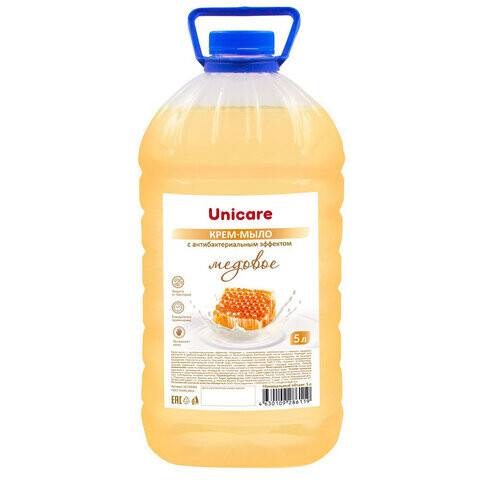 Мыло-крем жидкое с антибактериальным эффектом 5 л UNICARE Медовое ПЭТ UC501064