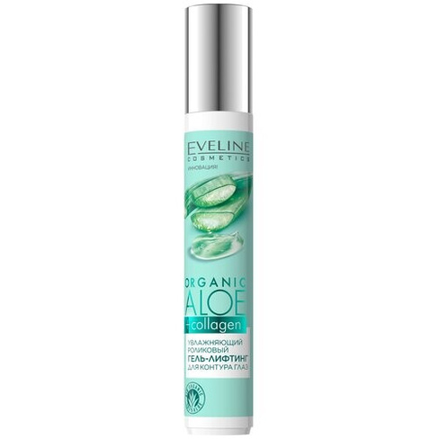 Eveline Cosmetics Гель-лифтинг роликовый для контура глаз охлаждающий эффект Organic Aloe+collagen, 15 мл, 15 г