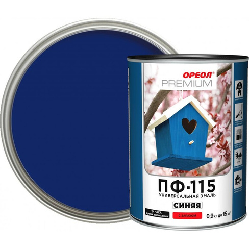 Эмаль Ореол Premium ПФ-115 глянцевая цвет синий 0.9 кг