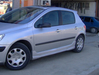 Боковые пороги под покраску (2 шт, стекловолокно) Peugeot 307 2001-2008