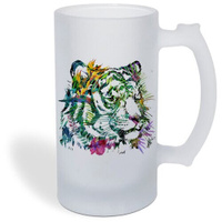Кружка пивная CoolPodarok Краски. Тигры. Цветы