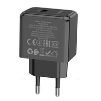 Адаптер постоянного тока Hoco CS12A, 1 гн.USB 5В, 3,0А QC3.0, 18W, чёрный