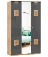Шкаф 3-ехстворчатый с 1-ой зеркальной дверью с декорами Афина МДФ глянец 1380х560х2200 Модуль 14