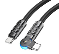 USB кабель шт.Type-C - шт.Type-C 1,2 м, 3,0A 20W, поворотный коннектор, чёрный U118 Hoco