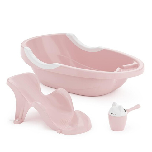 Набор детский для купания (ванна, горка, ковш) розовый арт.М6836 Альтернатива