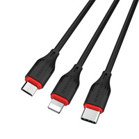 USB кабель 3в1 (Lightning, microUSB, Type-C) 1,0 м, черный BX17 "Borofone"