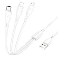 USB кабель 3в1 (Lightning, microUSB, Type-C) 1,0 м, белый BX71 "Borofone"