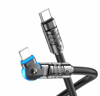 USB кабель шт.Type-C - шт.Lightning 1,0м, 3,0A PD20W, поворотный коннектор, чёрный U118 Hoco