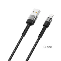 USB кабель шт.USB (A) - шт.Lightning "Borofone" BX34 3A, 1м, нейлон, черный