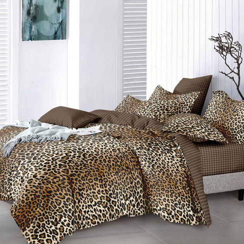 Постельное белье Леопард цвет: коричневый (1.5 сп)