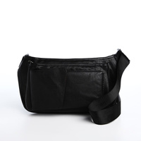 Поясная сумка на молнии, 3 наружных кармана, цвет черный No brand