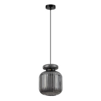 Подвес E27 1x60W JUGI 5042/1B PENDANT ODL24 309 черный/дымчатый/металл/стекло/эко.кожа