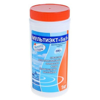 Дезинфицирующее средство "Мультиэкт 5 в 1", для воды в бассейне, комплексный препарат, таблетки 200 г, 1 кг MikiMarket