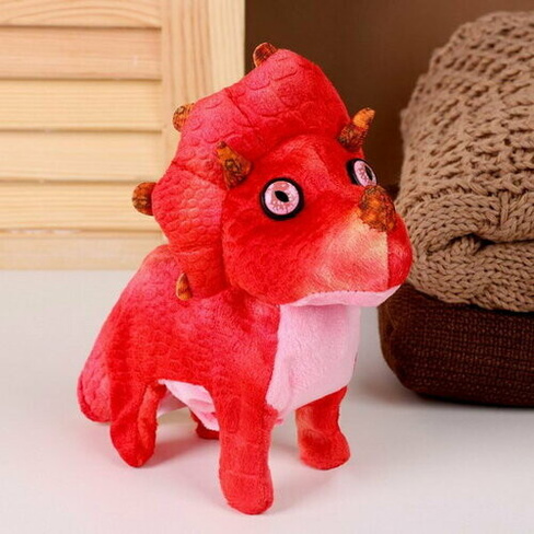 Мягкая музыкальная игрушка "Динозаврик", 16 см, цвет красный Сима-лэнд