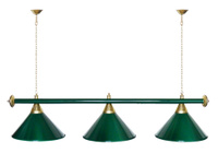 Лампа STARTBILLIARDS 3 пл. (плафоны зеленые,штанга золотая,фурнитура золото)