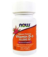Витамин D3. 10000 мг. 120 капс. / Vitamin D3 Now foods