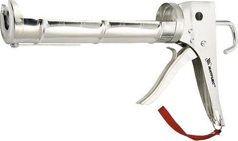 Пистолет для герметика MATRIX 310 мл, "полуоткрытый", хромир., зубчатый шток 7 м [88640]