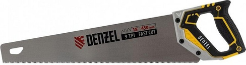 Ножовка по дереву Denzel 9 TPI 450 мм, зуб 3d, металлопл. рукоятка [24140] DENZEL