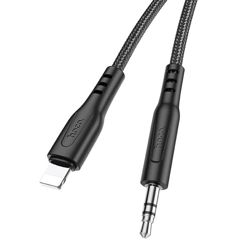 Шнур шт. Lightning - шт. 3,5 мм для передачи аудиосигнала, 1м UPA18 Hoco, чёрный