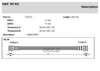 Шланг Тормозной Задн Hyundai: Getz 02- Rr K&K арт. FT0215