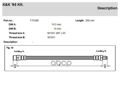 Шланг Тормозной Задн Volvo: Xc 90 2.5 T/D5/T6 02- K&K арт. FT0366