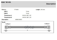 Шланг Тормозной Задн Прав Citroen: Xsara 1.4I 97- K&K арт. FT4649